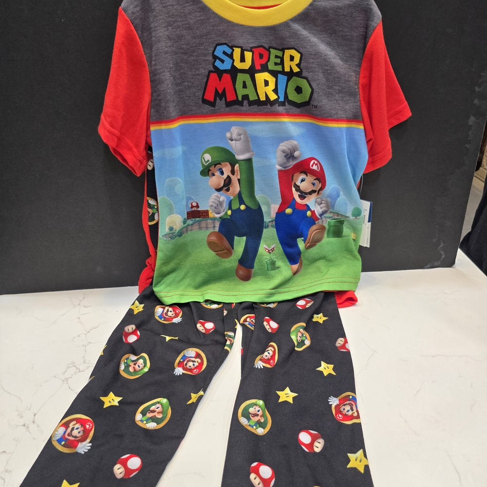 Nintendo Super Mario Kids Pajama Set - Red, Gray, Green